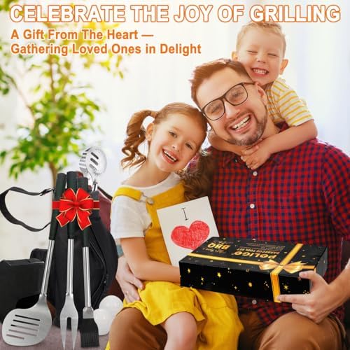 POLIGO 7PCS Golf-Club Style BBQ Tool Set Grilling Tools with Rubber Handle - Stainless Steel Grill Accessories for Outdoor Grill Set Premium Grill Utensils Set Fathers Day Birthday Gifts for Men Black - Image 2