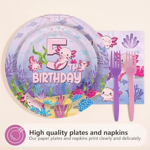 96Pcs Axolotl 5th Birthday Party Decorations for Girls, Serves 24 - Image 3