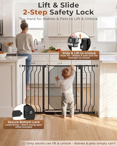 30-49" Baby Gate for Stairs, Auto Close Dog Gate Indoor, Black - Image 4