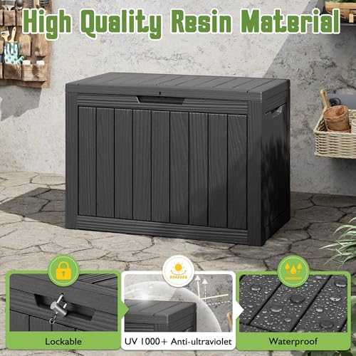 Outdoor Storage Waterproof Deck Box for Patio (50 Gallon, Black) - Image 2