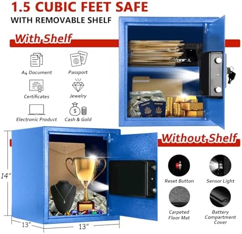 Voncabay Money Safe Box for Home with Digital Keypad, 1.5 Cu. Ft., Blue - Image 2