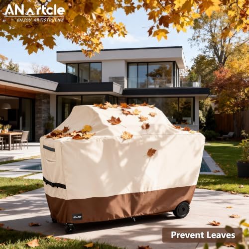 ANartcle Water-Resistant 80 Inch BBQ Grill Cover,600D Heavy Duty Waterproof All Weather Large Grill Cover for Outdoor Grill,Suitable for Weber, Brinkmann and More,80" L x 26" W x 48" H Beige - Image 7