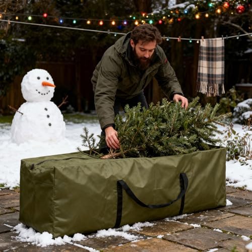 Patio Waterproof Extra Large Protective Zippered Outdoor Cushion Furniture Storage Bag with Handles, Waterproof Heavy Duty 210D Oxford Fabric, Christmas Tree Storage Bag (Green_B) by Unknown