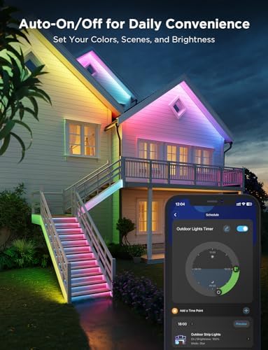 Govee Outdoor LED Strip Lights, 98.4ft Smart Outdoor Lights Compatible with Alexa and Google Assistant, App Control, IP65 Waterproof, RGBIC Lights for Patio, Eave, Party Decorations (Pack of 2) - Image 4