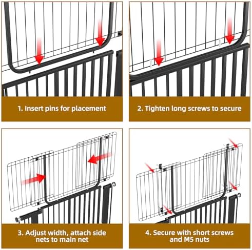 16.9" Cat Gate Height Extension, Adjustable Width 27-50.4", Top Extension Piece for Extra Tall Pet Gates, Prevents Pets Jumping Over, Dog Gate Accessory, Black - Image 3