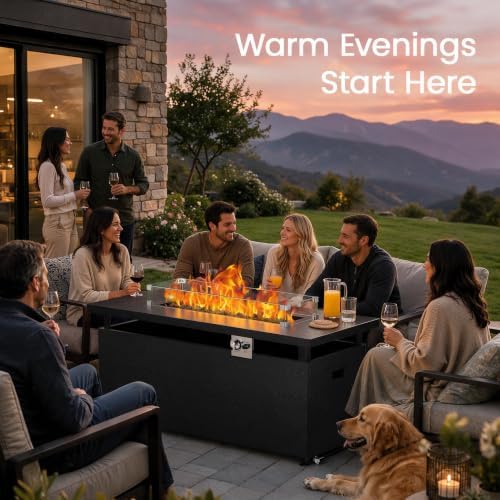 Ciays 51" 4-in-1 Propane Fire Pit Table, 60000 BTU with Glass Wind Guard - Image 7