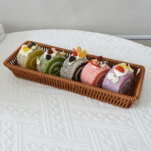 Silverware Organizer Basket, Outdoor Dining Cutlery Baskets, Small Wicker Bread Cracker Baskets 2 Pack, Stackable Wicker Storage Baskets for Spoons Forks Knives Stationery (Rectangle) - Image 3