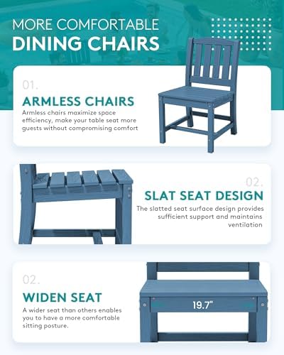 SERWALL Outdoor Patio Dining Set for 8, Blue - Image 6