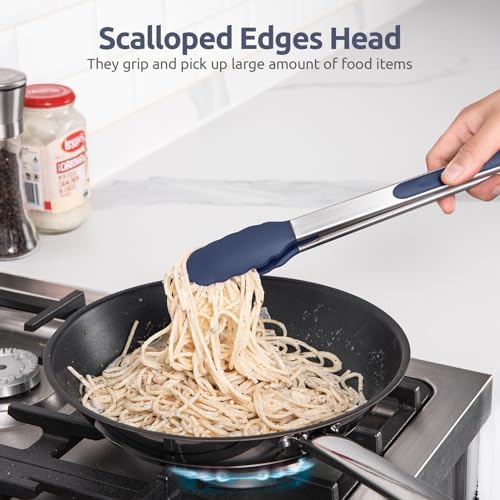 U-Taste Kitchen Tong for Cooking, 600ºF Heat-Resistant, 2Pcs/Midnight Blue - Image 4