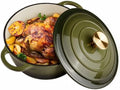 Dutch Oven Enameled Cast Iron with Lid - Big Dual Handles - Oven Safe up to 500°F - Classic Round Pot for Versatile Cooking 3 QT Deep Pot Golden Green by Alathote