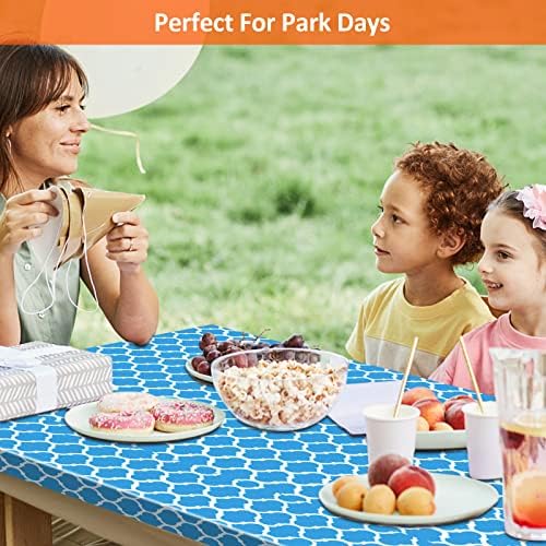 6ft 72in Picnic Table and Bench Cover, 3 Pack, Blue-White Moroccan - Image 6