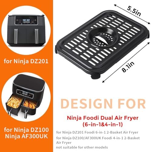 Air Fryer Replacement Parts for Ninja Foodi DualZone Air Fryers, 2 PCS Food Grade Air Fryer Accessories Grill Pan Plate Crisper Plate Rack Tray for Ninja DZ090 DZ201 DZ100 Air Fryer, Dishwasher Safe - Image 2