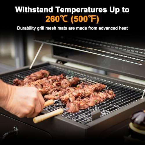 M METERXITY 5-Pack BBQ Mesh Grill Mat 17 X14 Inch, Reusable Nonstick Grilling Mats Sheet Liner for Outdoor Grill/Griddle/Cooking/Baking Mats/Gas Electric Grill/Barbecue Smoker[Black] - Image 2