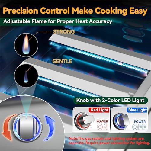 Livory 26 Inch BBQ Head Griddle Grill Combo for Outdoor Kitchen, Natural Gas Built-in Grills for Barbecue Island, 3-Burner, 3 * 14,000 BTU, Premium 304 Stainless Steel, Convertible to Liquid Propane - Image 4