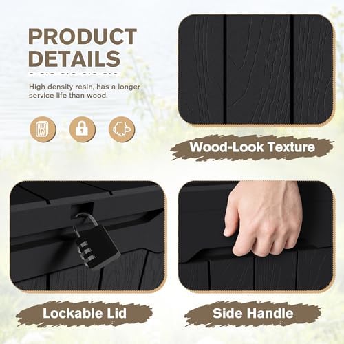 JUMMICO 31 Gallon Resin Deck Box Waterproof Outdoor Storage Boxes 2 Pack - Image 2