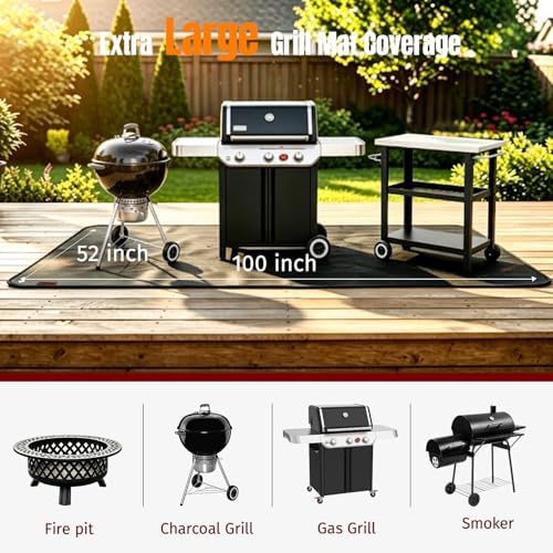 100X52 Inches Under Grill Mats for Outdoor Grill Fireproof Deck Protection - Image 2