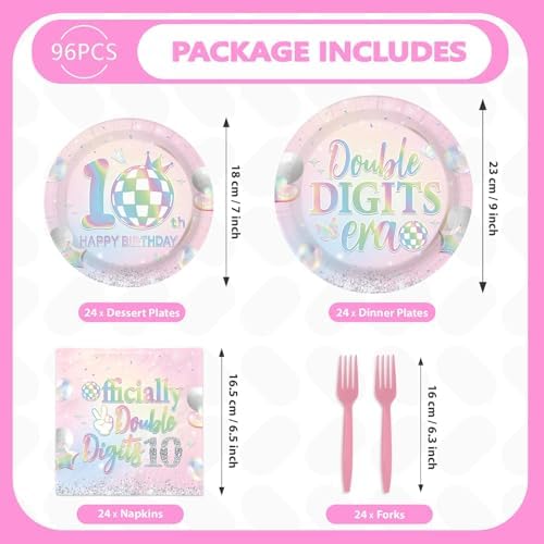 96Pcs 10th Birthday Party Decorations for Girls, Serves 24 - Image 2