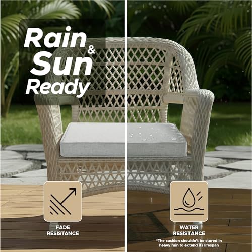 Outdoor Chair Cushions, Set of 4, 20 x 20 Inch, Light Grey - Image 3