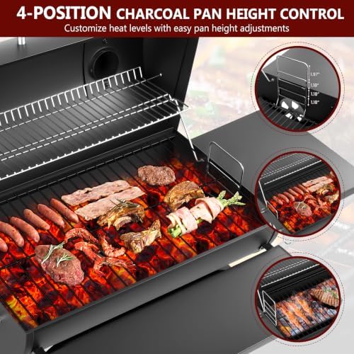 Barrel Charcoal Grill, 554 Sq. In. Large Outdoor BBQ Grill - Image 5