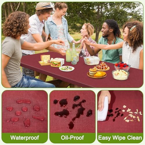 Picnic Table and Bench Cover Set, Waterproof Fitted Elastic Cloth - Image 4