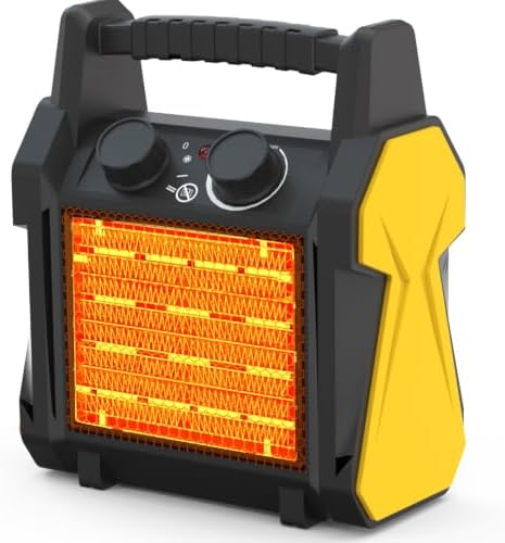 Buyplus Outdoor Heater, 1500W Patio Heater for Garage, Portable Electric Space Heaters with Overheat Tip-Over Protection, PTC Ceramic Space Heaters for Garage, Greenhouse, Indoor Outdoor Use,Yellow by Buyplus