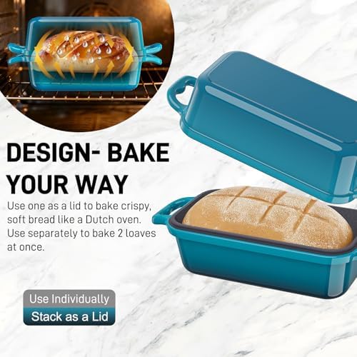 Enameled Cast Iron Sourdough Bread Dutch Oven-Emerald - Image 5