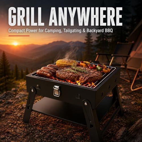 Small Portable BBQ Charcoal Grill: Mini Foldable Table Top Barbecue Grills - Image 5