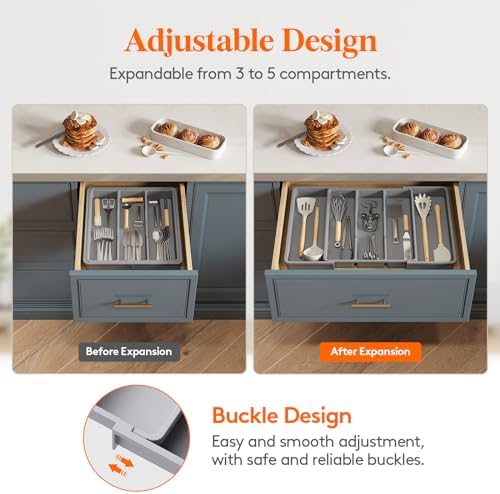 Lifewit Utensil Organizer for Kitchen Drawers, Expandable Utensil Tray - Image 4