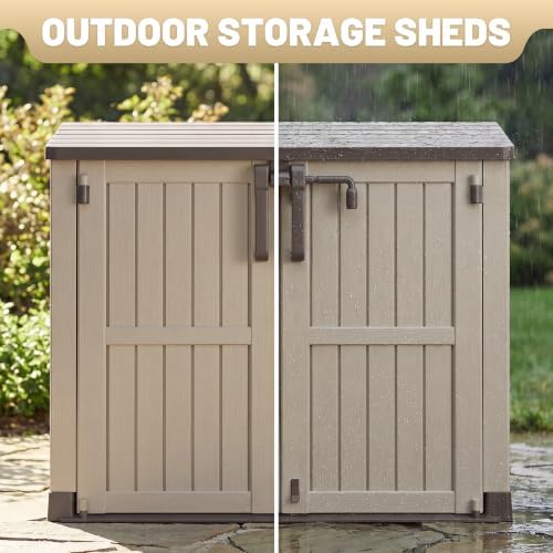 Horizontal Outdoor Storage Cabinet Box 36 Cu Ft with Lockable Doors, Outdoor Storage Shed Portable Waterproof for Backyard Garden - Image 3