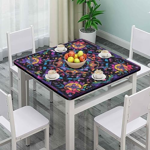 Tablecloth for Card Table Size, Mandala Madness Pattern Printed on Polyester Square Cover, Ideal for Buffet Catering Community, Fit for 48" x 48" Square Tables - Image 2