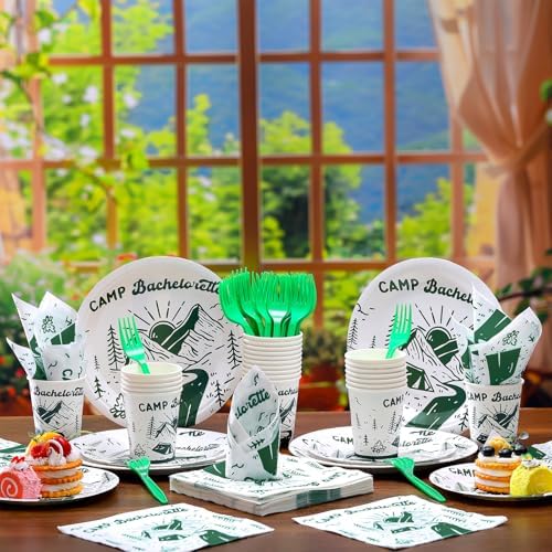 Zubebe 175 Pcs Camp Bachelorette Plates Cups Napkins Serves 25 - Image 2