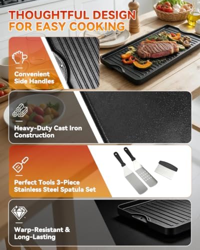 16" x 24" Reversible Cast Iron Griddle for Camp Chef, Smooth & Ribbed Sides - Image 5