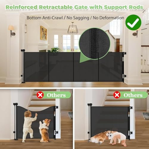 Reinforced 155" Extra Wide Baby Gate Retractable Dog Gate, Indoor/Outdoor - Image 2