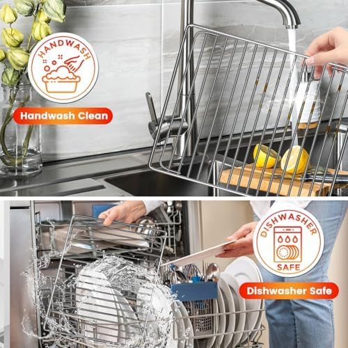 GCQ Wire Rack for Breville Smart Oven Pro Countertop Oven BOV845BSS,14''×11.6'' Stainless Steel Air Fryer Accessories Replacement Parts Roasting Steamer Grill Racks Baking Tray，Dishwasher Safe - Image 5