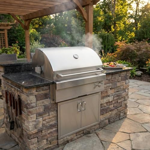 Turbo Charcoal 32 Inch Built-In Stainless Steel BBQ Grill with Charcoal Tray - Image 6