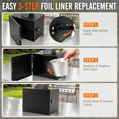 Auropeak Grease Bucket with Lid for Pellet Grill, Enclosed Drip Bucket - Image 5