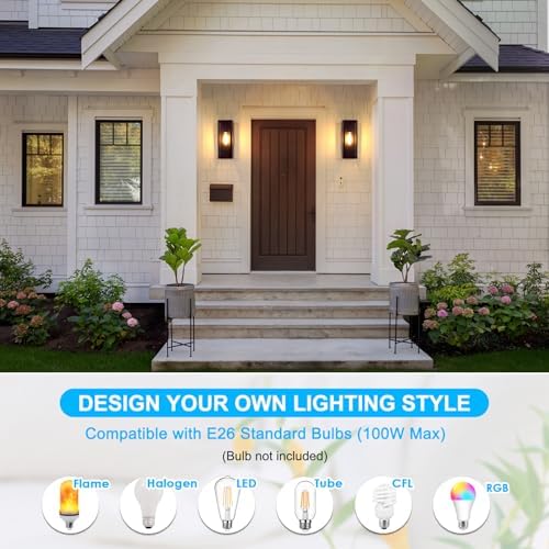 VerRon Outdoor Wall Light Fixtures, Modern Exterior Wall Lanterns, 2-Pack - Image 5
