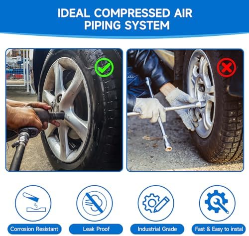 3/4"×100&200&300ft Compressed Air Line Kit for Shop/Garage, Hdpe-Aluminum Rapid Air System Includes Right Angle Fittings and Tee Fittings, Compressed Air Piping System Leak Proof&Easy to Install - Image 5