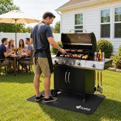 FLASLD Heavy-Duty Hearth Rugs for Fireplaces Fire Resistant, 24 X 42 inches Gas Grill Splatter Mat, Fireproof Heat Resistant Non Stick BBQ Patio Protector, Under Grill Mat for Outdoor Grill - Image 2