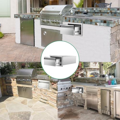 Outdoor Kitchen Drawers 14" W x 8.5" H x 23" D Stainless Steel Single Drawers with Hidden Handle for BBQ Island, Patio Grill Station & Outdoor Kitchen Cabinets - Image 6