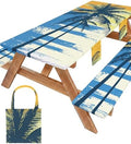 Picnic Table Cover with Bench Covers Table Cloth Tablecloth Glamping Furniture Decor Camp Camper Camping Essentials Outdoor Summer Beach Roadtrip Motorhome Trailer Rv Travel Vacation Canping Gear Kit by Wrakus