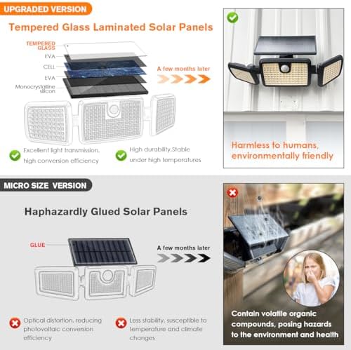 MIHANI Solar Lights Outdoor, Quick Charge Solar Motion Deck Lights Outdoor for Deck with High Brightness, Larger Built-in Tempered Glass Panel, Sensitive PIR Motion Inductor (Remote,2 Pack) - Image 3