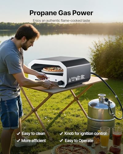 VEVOR 16 in Outdoor Pizza Oven, Auto Rotating Propane Gas Pizza Ovens, Portable Pizza-Cooker with Electric Rotate Pizza-Stone, Carry Bag, Propane Pizza Maker For Outside Backyard Patio Camping, Black - Image 3