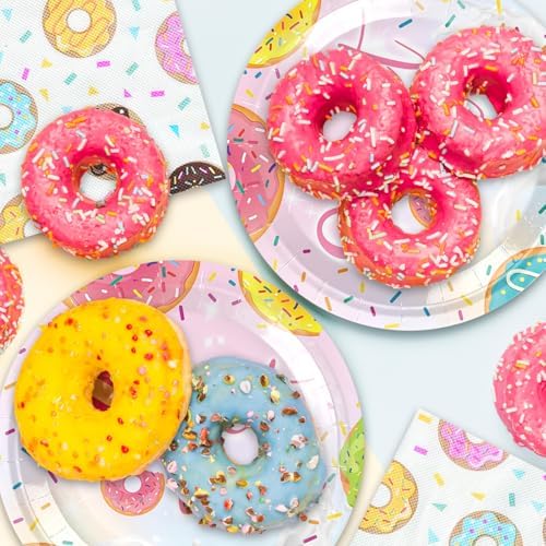 40pcs Donut Party Supplies,include 20 Dessert plate and 20 Napkin,Sweet one Party Plate Napkin Set,Used for Candyland Party Decoration - Image 5