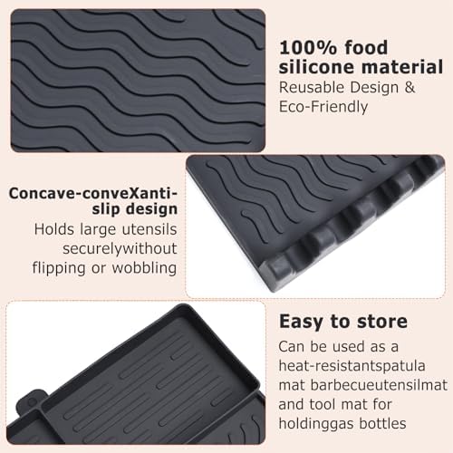 Silicone Grill Mat for Flat Top, Heat Resistant Griddle Tool Mat, Black - Image 6