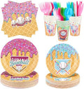 FoldTier 350 Pcs Baseball Ice Cream Dripping Birthday Party Decorations Set Ice Cream Paper Plates Napkins Fork Set Disposable Fairy Tableware Decorations Supplies for Baby Shower Dinner Serves 50 by FoldTier