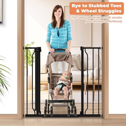 34" Tall Baby Gate No Drilling, Auto Close Dog Gate Indoor, Black - Image 5