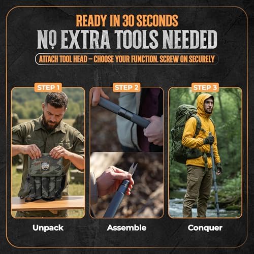 Prime Adventure 15-in-1 Tactical Survival Walking Stick & Hiking Staff – Heavy-Duty Collapsible Multitool for Camping, Hiking & Outdoor Survival Gear (8 Tubes, Premium Build) - Image 6