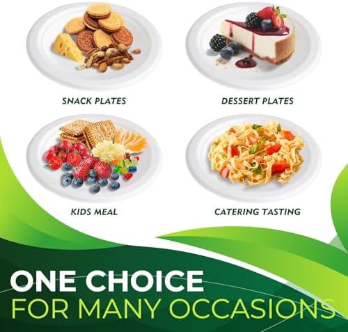 200PCS (100Sets) Biodegradable Paper Plates Set, (100PCS 6" Dessert Plates and 100PCS Forks/Sporks), Compostable Appetize Plate, Disposable Cake Plate, Perfect for Birthday Party - Image 5