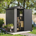 Patiowell 4 x 4 FT Plastic Outdoor Storage Shed with Floor, Garden Tool Resin Shed with Two Windows and Lockable Door for Garden, Backyard, Lawn, Easy to Install, Dark Grey by Patiowell
